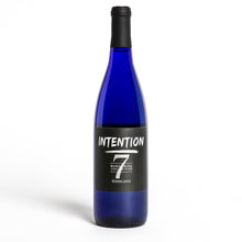 Load image into Gallery viewer, A bottle of intention wine with white font and the number seven. The words listed are intention, Word Wine Collection, and riesling.